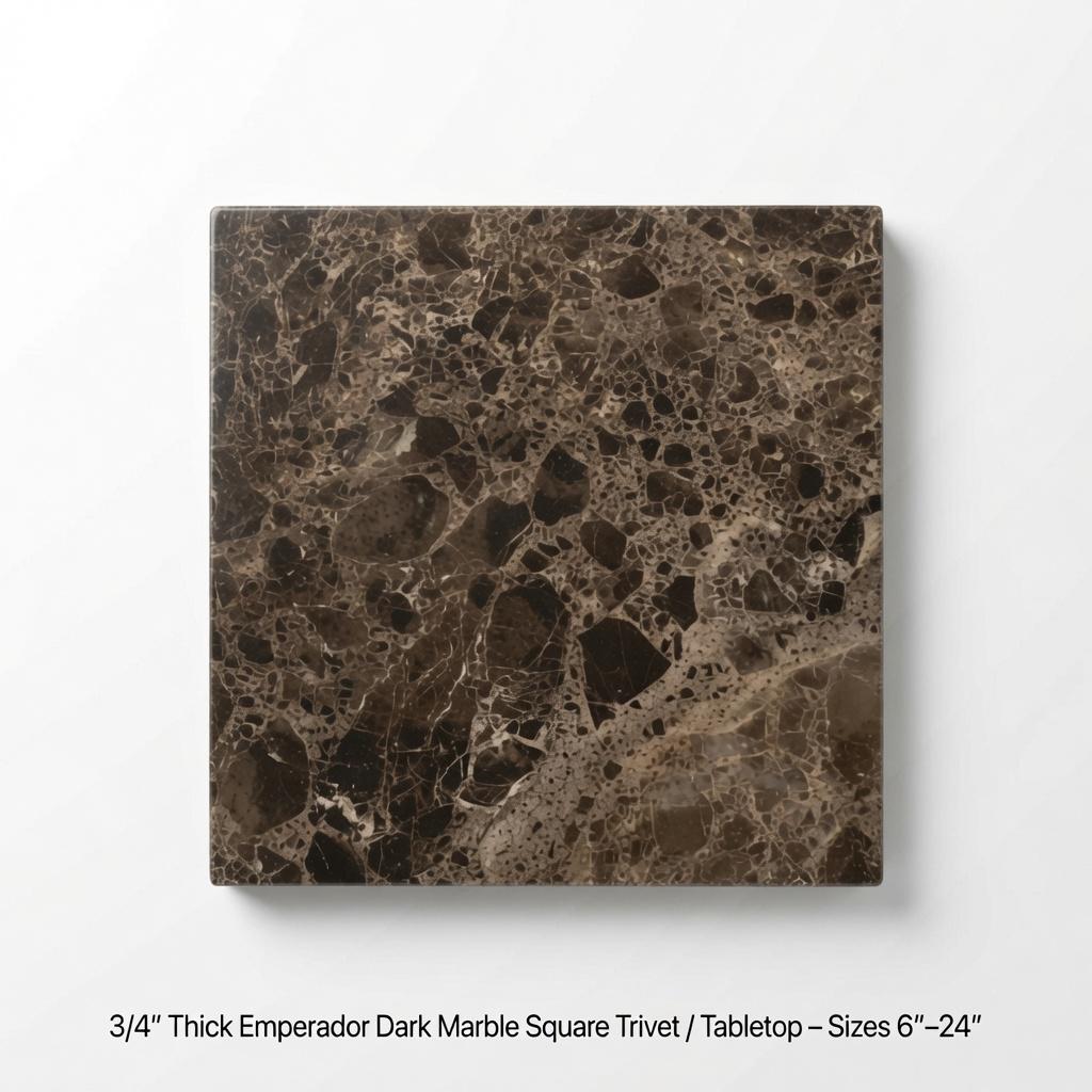 3/4" Thick Emperador Dark Marble Trivets / Tabletops / Decorative Marble Pieces in many shapes and sizes FREE SHIPPING