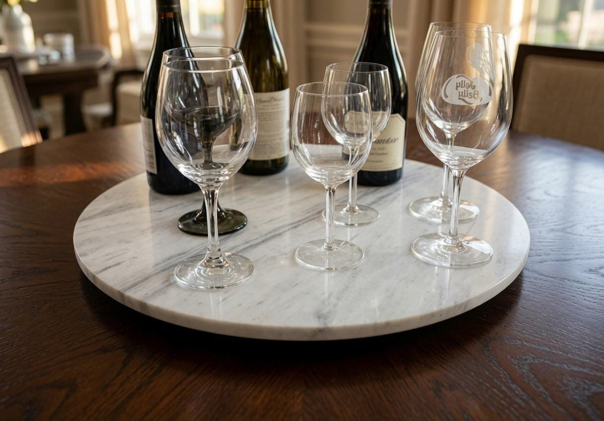 Bianco Orion Marble Lazy Susan in many sizes up to 24" diameter FREE SHIPPING a perfect centerpiece for your table
