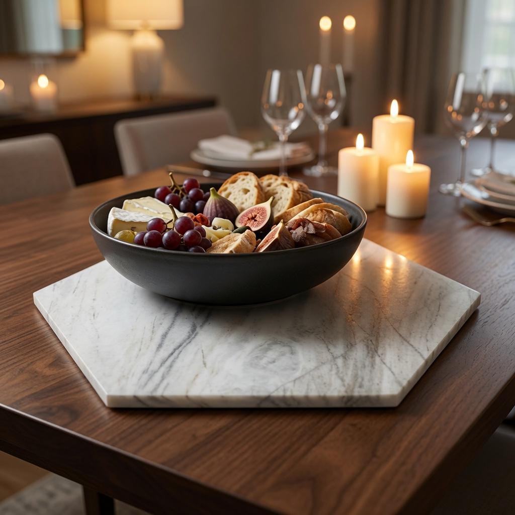 Bianco Orion Marble Hexagons  / Tabletops / Decorative Marble Pieces in many sizes up to 24" FREE SHIPPING