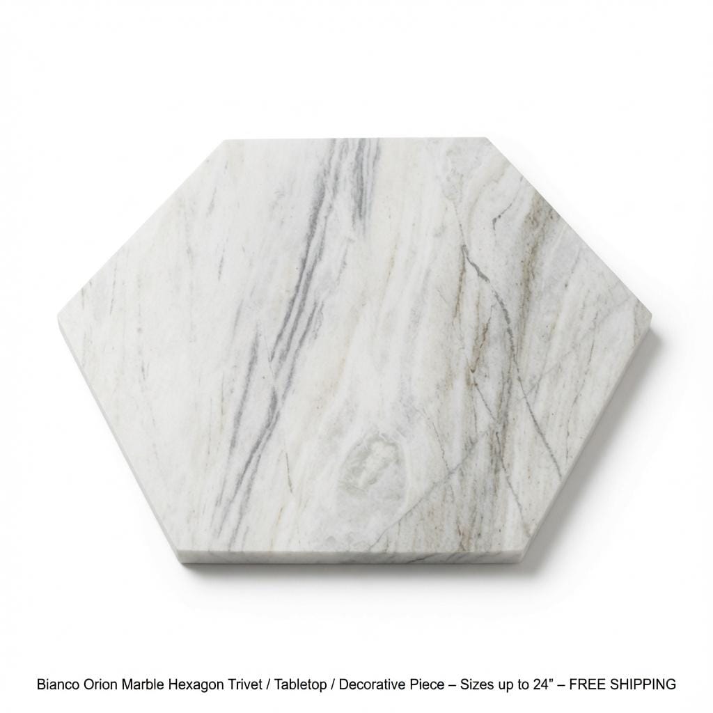 Bianco Orion Marble Hexagons  / Tabletops / Decorative Marble Pieces in many sizes up to 24" FREE SHIPPING