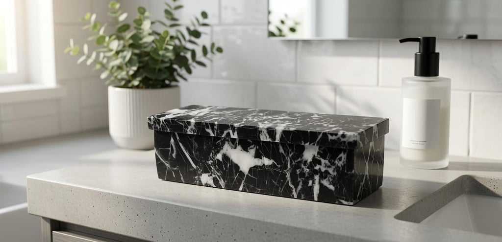 Mixed White Nero Marquina Pill box marble box 7"×2 1/4" height 2 1/2" with weakly pill organizer FREE SHIPPING