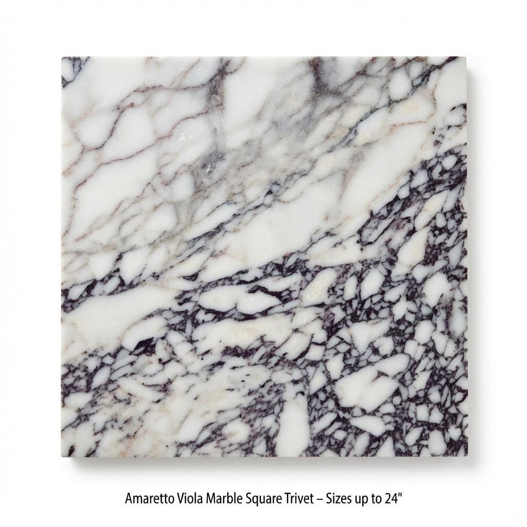 Amaretto Viola Purple Marble Squares Trivets / Tabletops / Decorative Marble Pieces in many sizes FREE SHIPPING