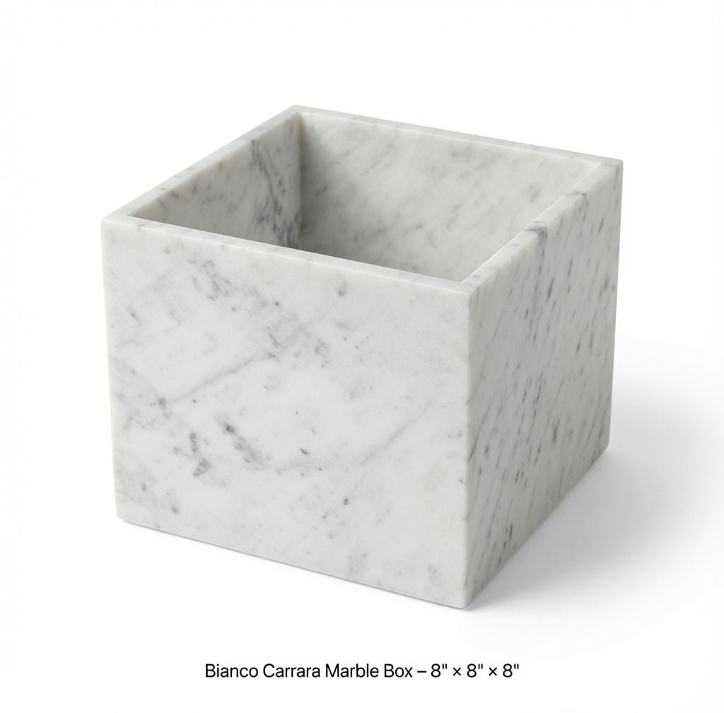 Bianco Carrara Marble Box 8" × 8"  height 8"  am elegant large storage box Free Shipping within The United States