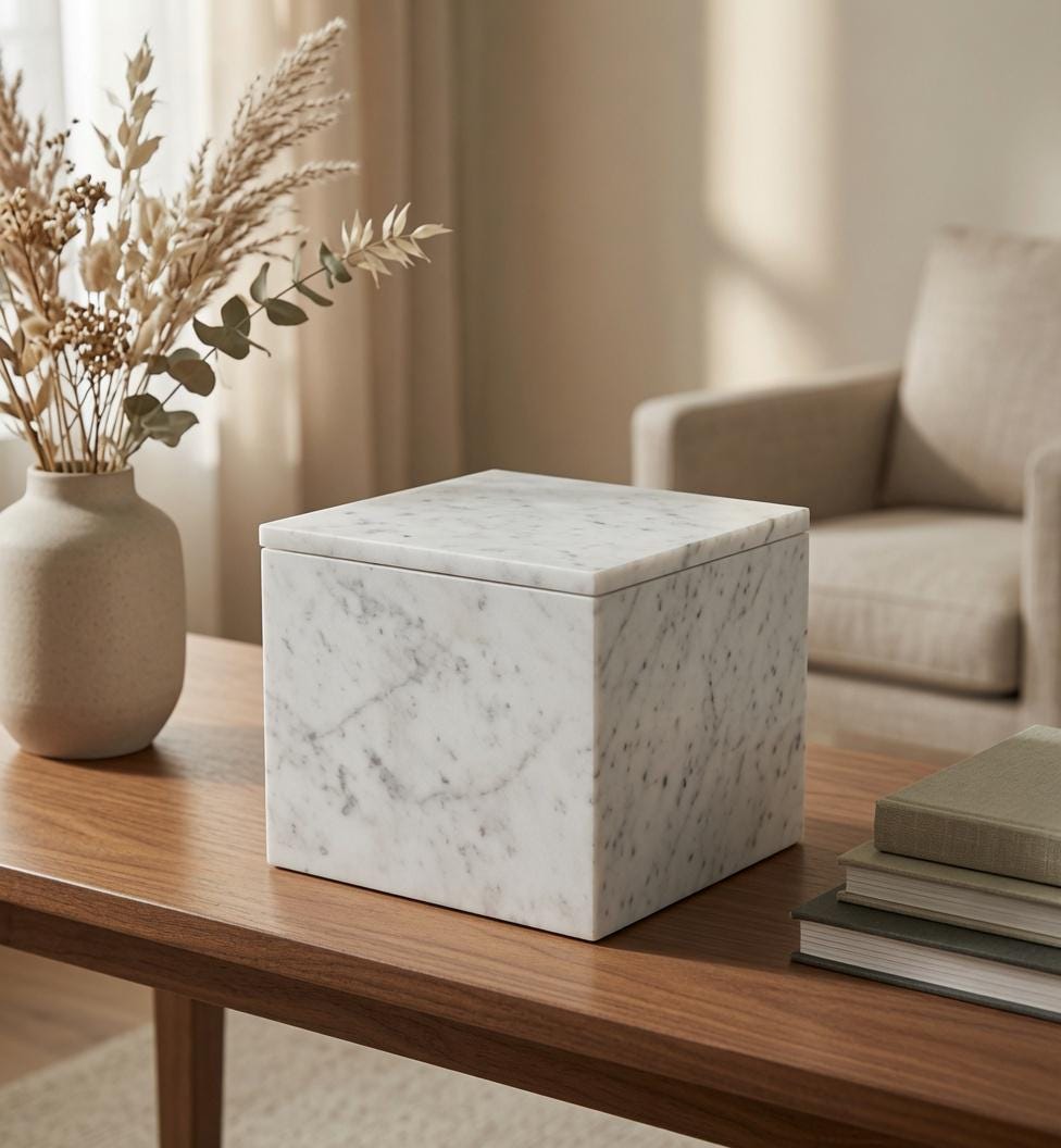 Bianco Carrara Marble Box 8" × 8"  height 8"  am elegant large storage box Free Shipping within The United States