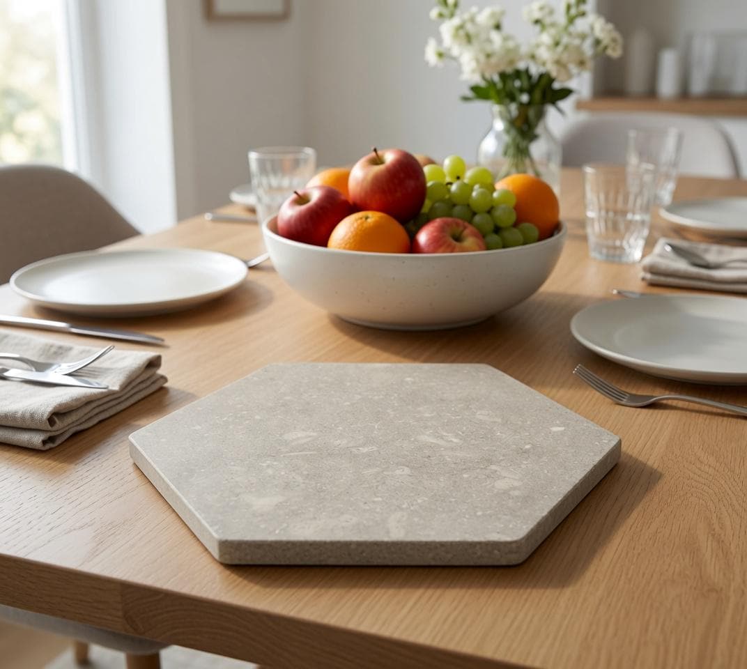 Seagrass Limestone Hexagons,  Hot plate. Perfect to protect your table from hot pans available in many sizes FREE SHIPPING to USA