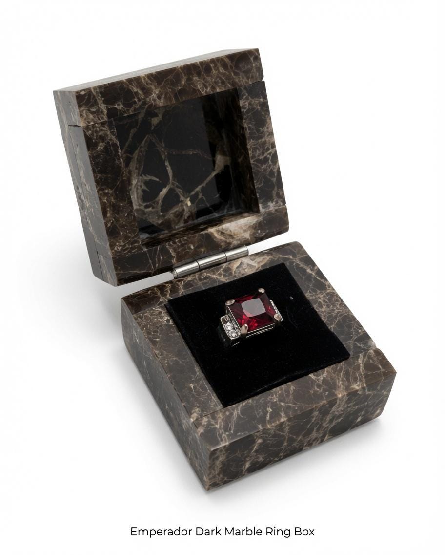 Emperador Dark Marble Ring Box a beautiful box perfect for a proposal or display a perfect keepsake that will be treasure forever