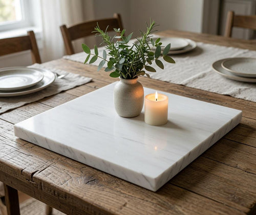 1" thick White Dolomite marble Squares 6",7",8",9",10",11",12",13",14",15",16" available, Trivets,  Art Pedestals. Free Shipping.