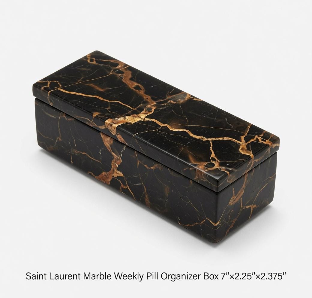 Marble Box weekly pill organizer box 7"×2 1/4" height 2 3/8" available in a variety of stone types with weakly pill organizer FREE SHIPPING