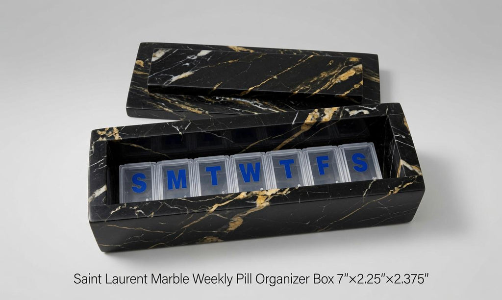 Marble Box weekly pill organizer box 7"×2 1/4" height 2 3/8" available in a variety of stone types with weakly pill organizer FREE SHIPPING