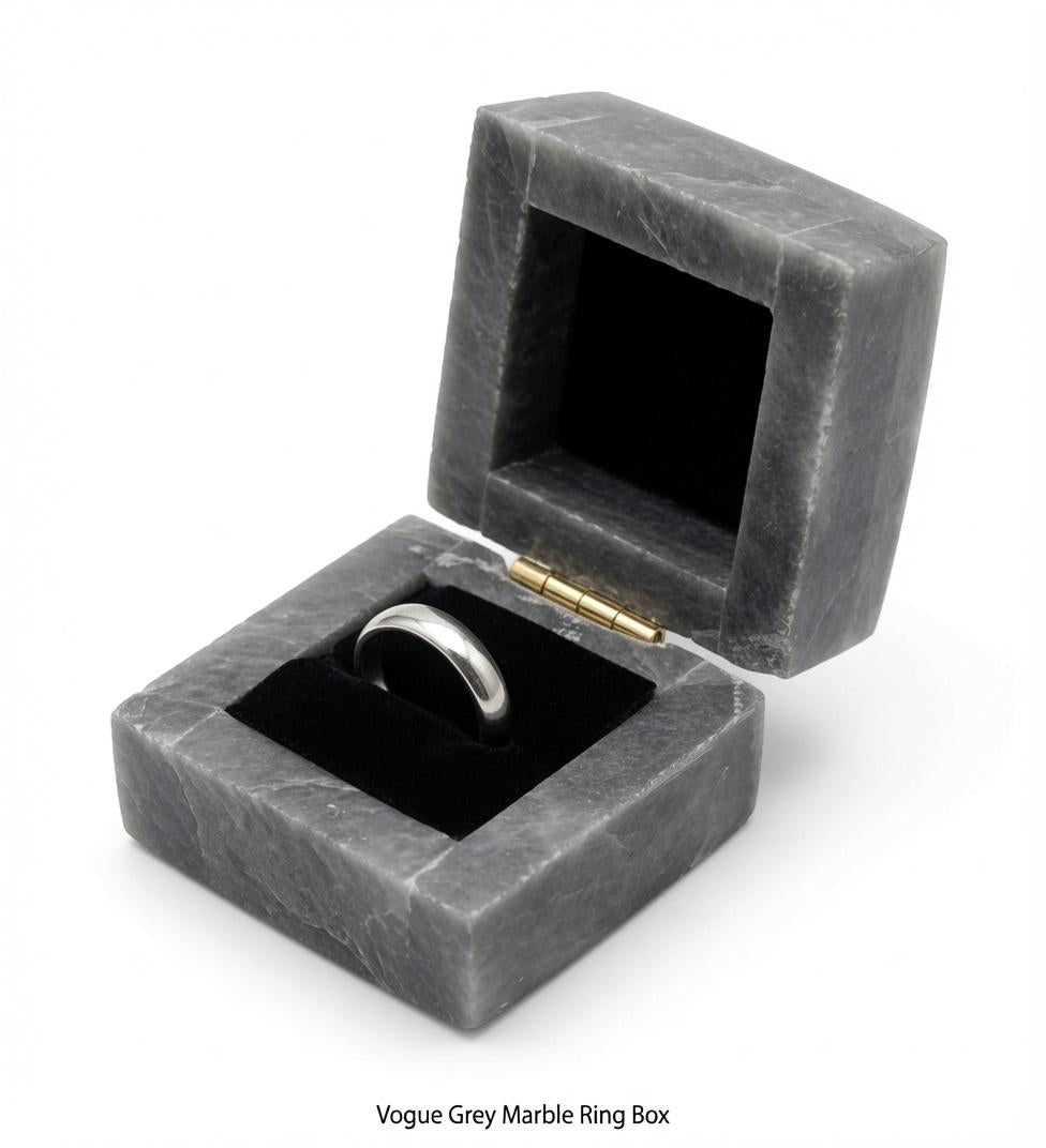 Vogue Grey Marble Ring Box a perfect proposal keepsake or just a timeless beautiful storage box FREE SHIPPING