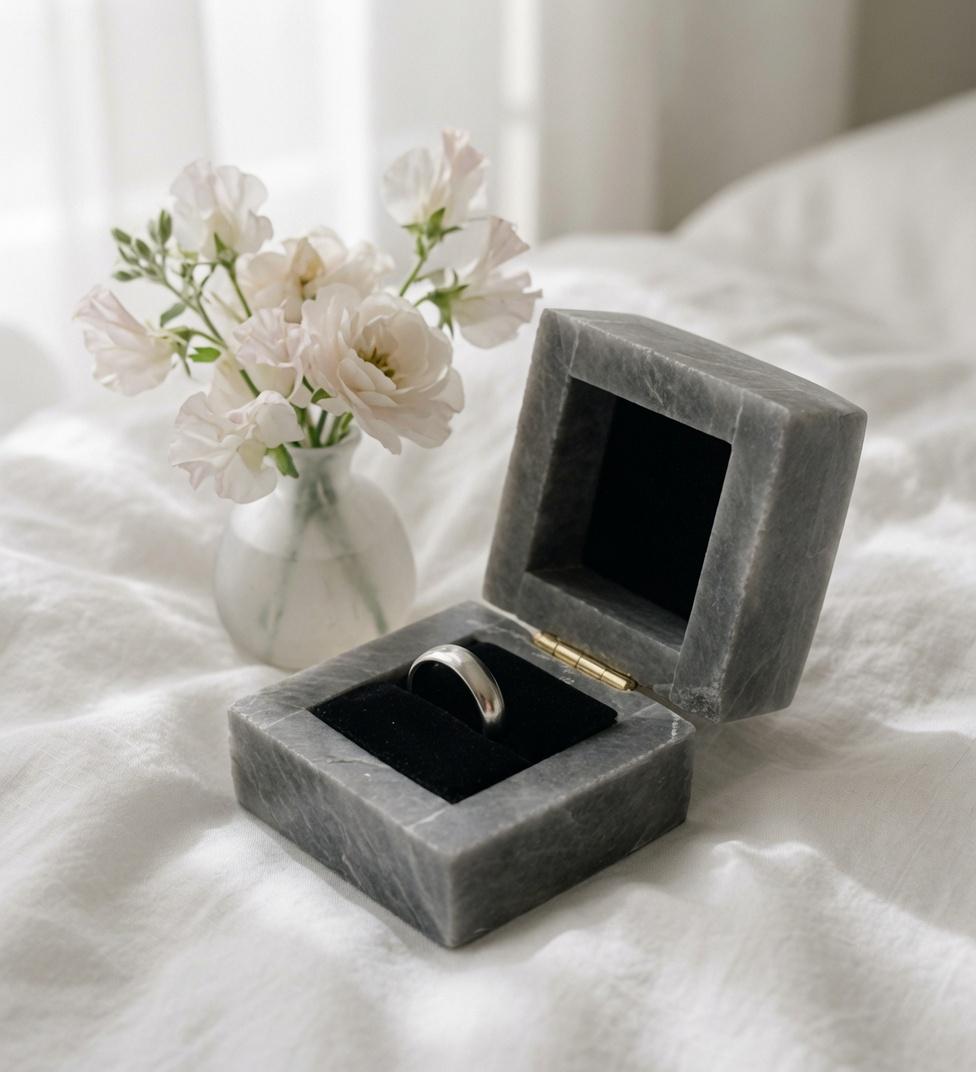 Vogue Grey Marble Ring Box a perfect proposal keepsake or just a timeless beautiful storage box FREE SHIPPING