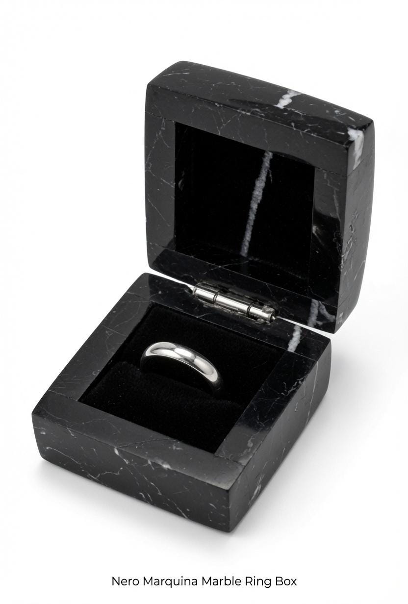 Nero Marquina Marble Ring Box a beautiful box perfect for a proposal or display a perfect keepsake that will be treasure forever