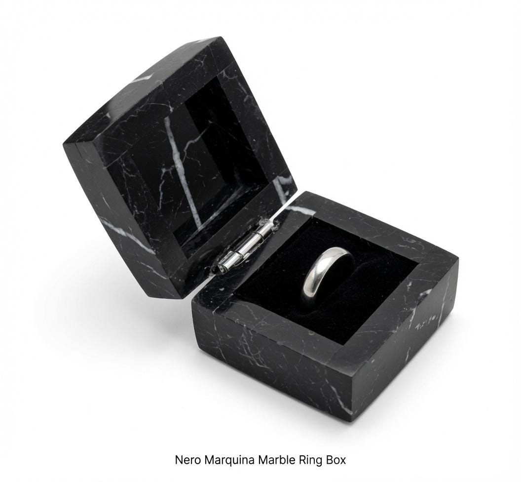 Nero Marquina Marble Ring Box a beautiful box perfect for a proposal or display a perfect keepsake that will be treasure forever