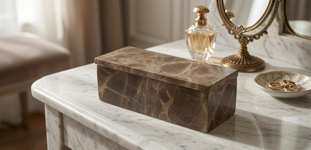 Emperador Light Marble weekly pill organizer box 7 1/8"×2 3/8" height 2 3/4"  box with weakly pill organizer FREE SHIPPING