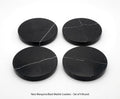 Nero Marquina Black Marble Coasters Beautiful Black with minimal white Handmade set of 4 coasters 4" round, square, or mix and match