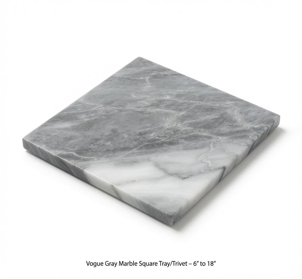 Vogue Gray Marble Square Handmade Tray/Trivet Available in various sizes 6" to 18" perfect centerpiece Free Shipping