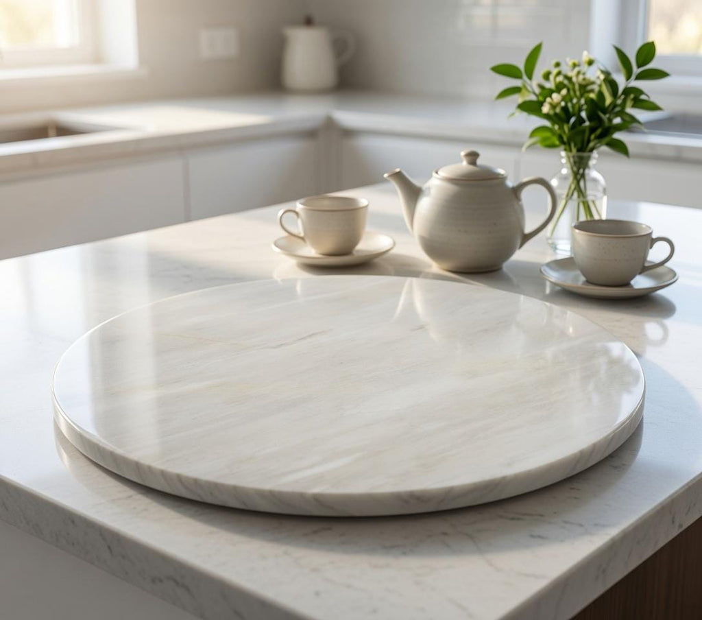 Sienna Azul Marble 1/2 inch thick circles diameter available 6" to 24"perfect for centerpiece art base. our for your elegant table top