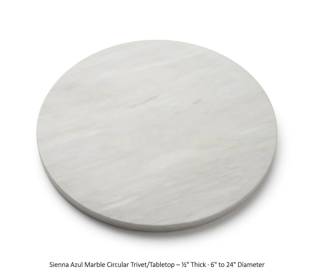 Sienna Azul Marble 1/2 inch thick circles diameter available 6" to 24"perfect for centerpiece art base. our for your elegant table top