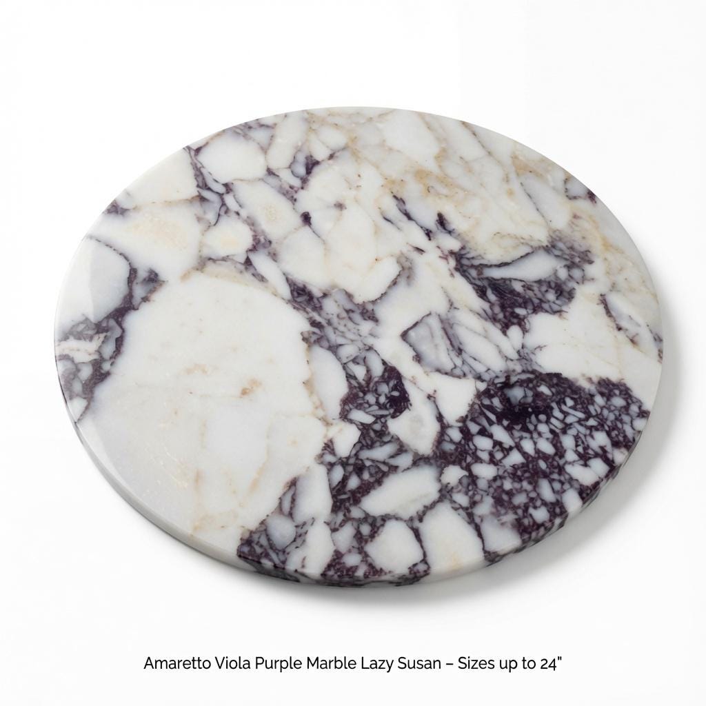 Lazy Susan in Amaretto Viola Purple Marble in many sizes up to 24" diameter FREE SHIPPING