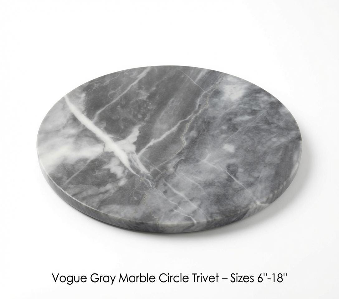 Vogue Gray Marble Circle Handmade Tray/Trivet Available in various sizes 6" to 18" perfect centerpiece Free Shipping