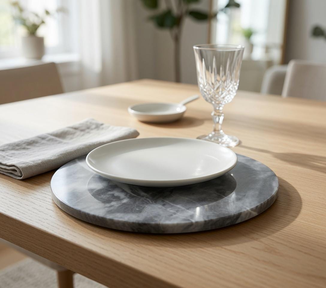 Vogue Gray Marble Circle Handmade Tray/Trivet Available in various sizes 6" to 18" perfect centerpiece Free Shipping