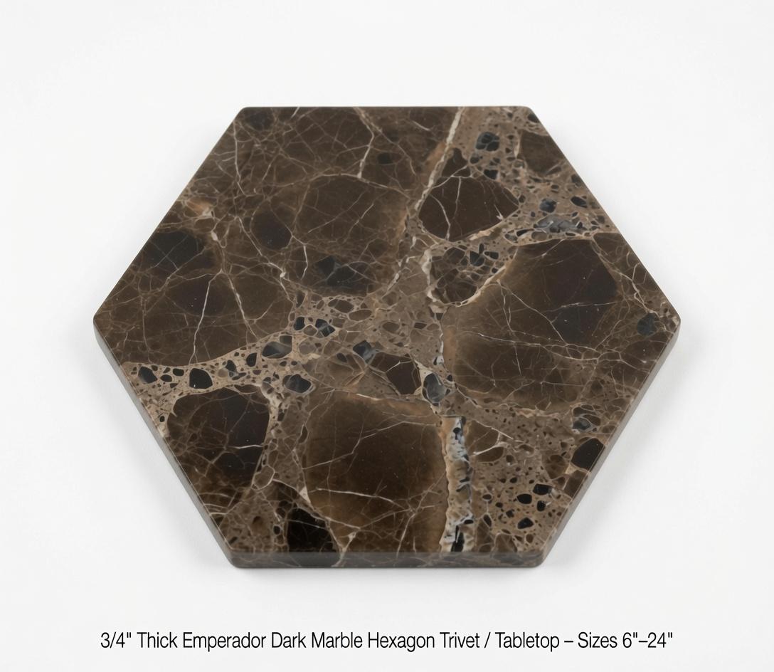 3/4" Thick Emperador Dark Marble Trivets / Tabletops / Decorative Marble Pieces in many shapes and sizes FREE SHIPPING